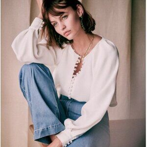 Sezane Ecru (Ivory) Blouse, Size 38 (US 6 equivalent) Sezane Blouse